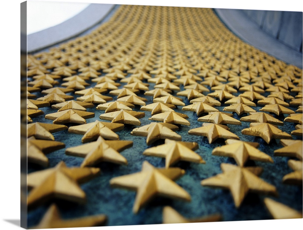 Close Up Of Stars Mounted On The Wall At A War Memorial Freedom National World Ii Washington Dc Art Canvas Prints Framed Ls Great Big - The Freedom Wall Washington Dc