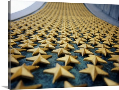 Close-up of stars mounted on the wall at a war memorial, Freedom Wall, National World War II Memorial, Washington DC