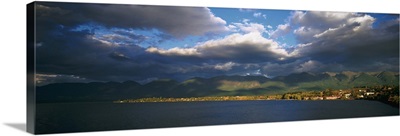 Clouded sky over a lake, Flathead Lake, Swan Range, Polson, Montana