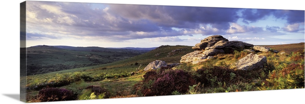 Clouds over a landscape, Haytor Rocks, Dartmoor, Devon, England
