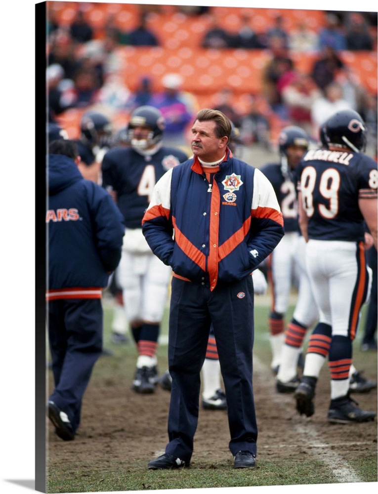 Coach Ditka standing in a stadium, Soldier Field, Lake Shore Drive, Chicago, Cook County, Illinois, USA