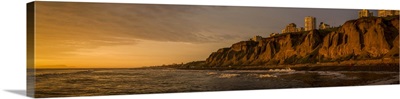 Coastline at dusk, Playa Waikiki, Miraflores District, Lima, Peru