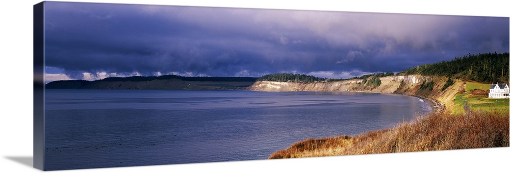 Colonel's residence and beach at Fort Casey State Park, Whidbey Island, Washington State