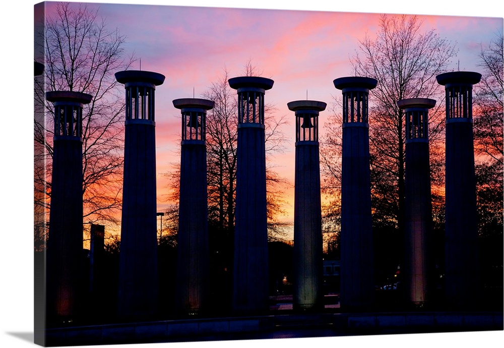 Colonnade in a park at sunset, 95 Bell Carillons, Bicentennial Mall State Park, Nashville, Davidson County, Tennessee