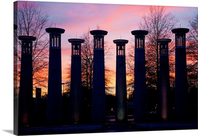 Colonnade at sunset, 95 Bell Carillons, Bicentennial Mall State Park, Nashville, TN