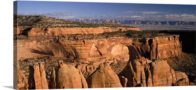 Colorado, Colorado National Monument, High angle view of eroded mountains