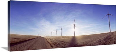 Colorado, Lamar, Wind turbine in the arid landscape