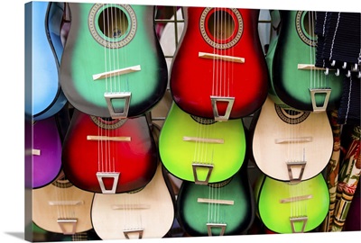Colorful guitars at a market stall, Olvera Street, Los Angeles, California