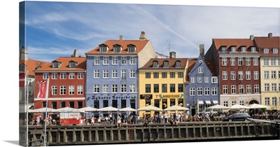 Colorful houses in the city along Nyhavn, Copenhagen, Denmark