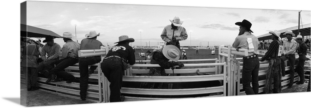 Cowboys at rodeo, Pecos, Texas