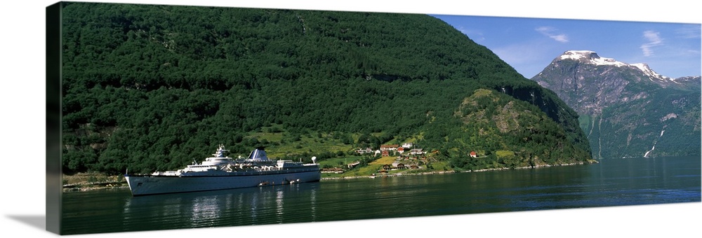 Cruise ship in the fjord, Geiranger Fjord, Geiranger, More og Romsdal, Norway
