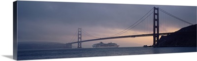 Cruise ship under a bridge, Golden Gate Bridge, San Francisco, California