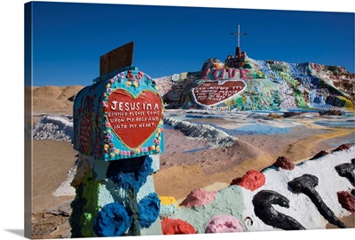 Cultural site near a hill, Salvation Mountain, Imperial County, California