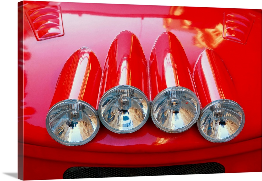 Detail of a custom built red trabant car.