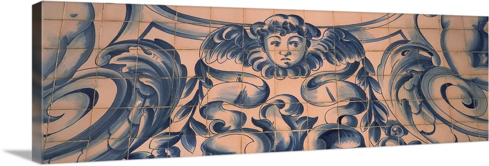 Detail of Azulejo art on the wall of a church, Carmo Church, Porto, Portugal