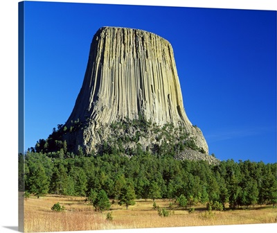 Devils Tower, blue sky, Devils Tower National Monument, Wyoming