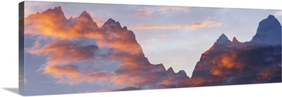 Double exposure of a Teton sunset, Grand Teton National Park, Teton County, Wyoming