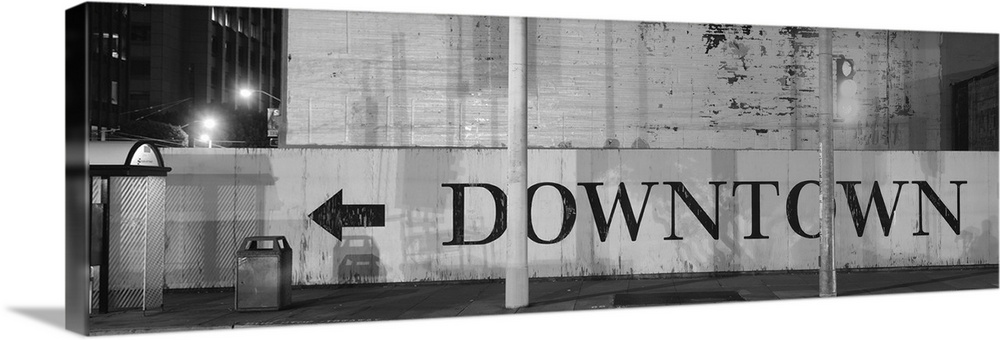 Downtown Sign Printed On A Wall, San Francisco, California