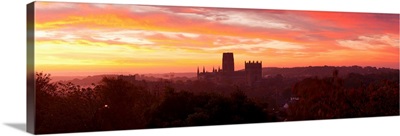 Durham Cathedral view from Wharton Park at sunrise, Durham, England