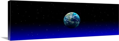 Earth in Space with Blue Mist (Photo Illustration)