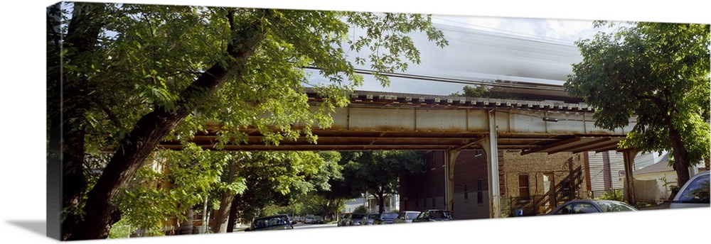 Elevated train on a bridge Ravenswood neighborhood Chicago Illinois
