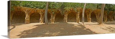 Elevated viaducts in Parc Guell, Barcelona, Catalonia, Spain