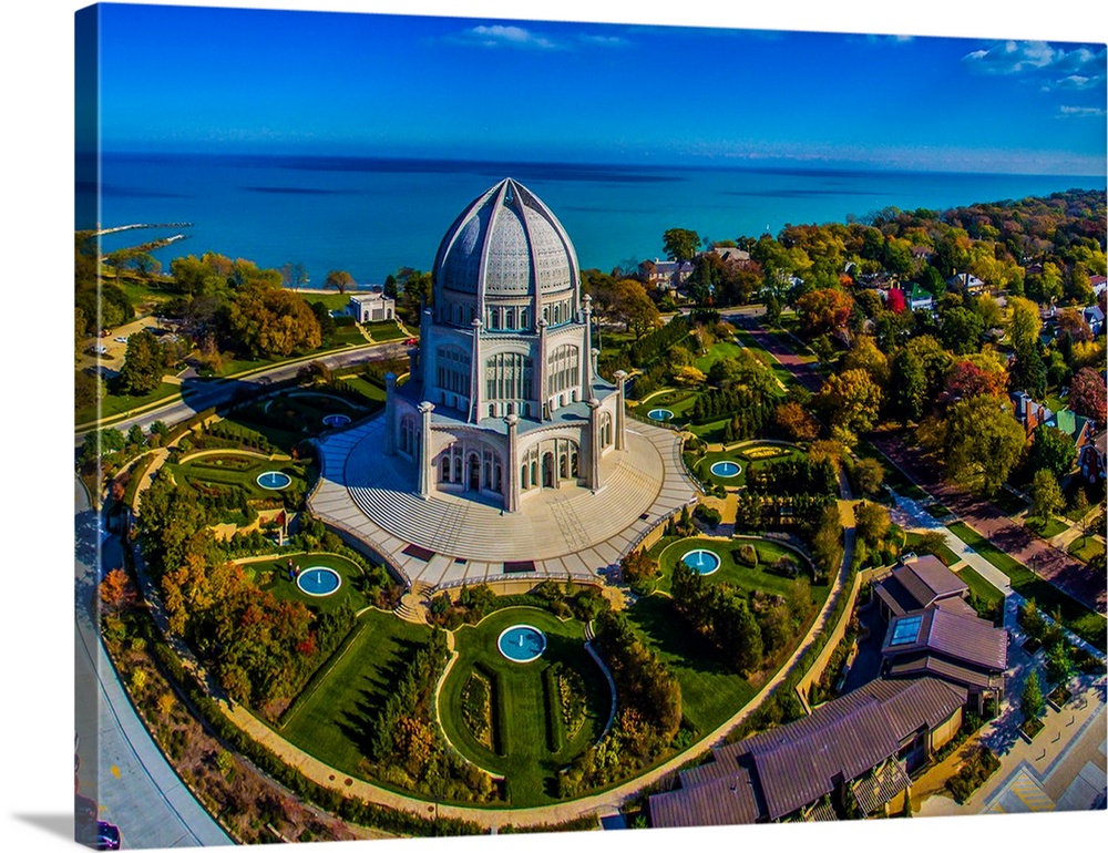 Elevated view of Baha'i Temple, Wilmette, Cook County, Illinois, USA