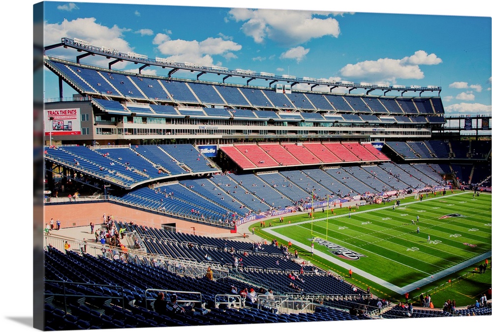 Elevated view of Gillette Stadium, home of Super Bowl champs, New England Patriots, NFL Team, Boston, MA