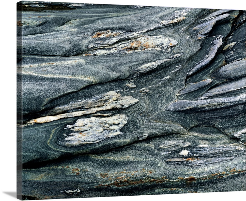 Elevated view of pattern on rock, Pemaquid Point, Atlantic Coast, Maine, USA