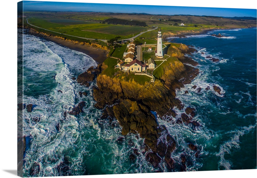 Elevated view of Pigeon Point Lighthouse, Pescadero, California, USA