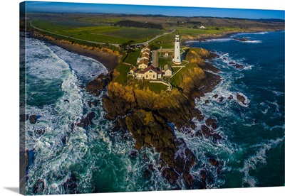 Elevated view of Pigeon Point Lighthouse, Pescadero, California