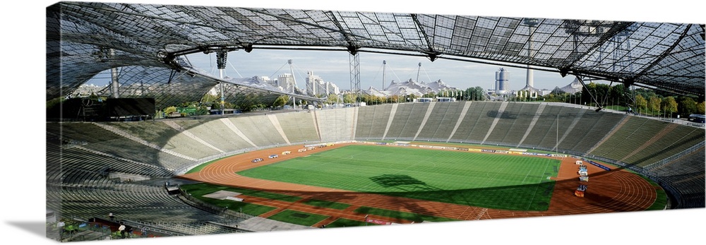 Elevated view of the Olympic Stadium, Munich, Bavaria, Germany