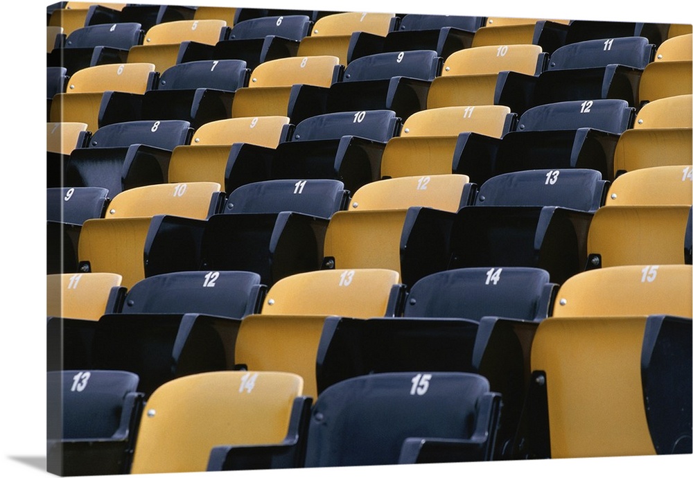 Empty row of seats in sports stadium