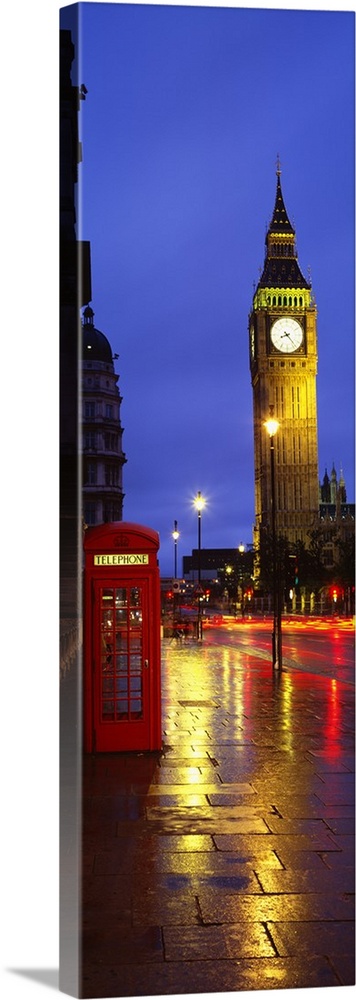 LONDON PHONE BOX NIGHT CANVAS WALL ART PRINT ARTWORK 