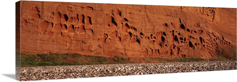 Eroded cliffs on the beach Budleigh Salterton Devon England