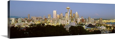 Evening skyline Seattle w/Mt Rainier WA USA