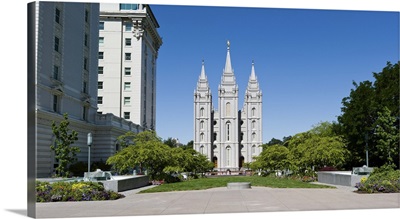 Facade of a church, Mormon Temple, Temple Square, Salt Lake City, Utah