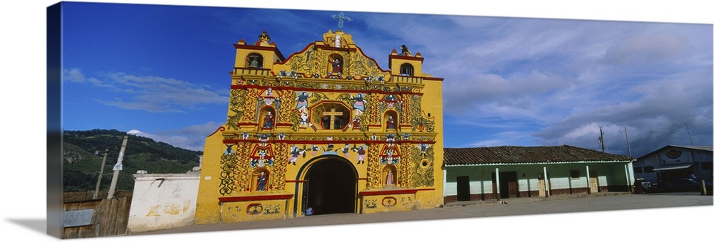 Facade of a church, San Andres Xecul, Guatemala