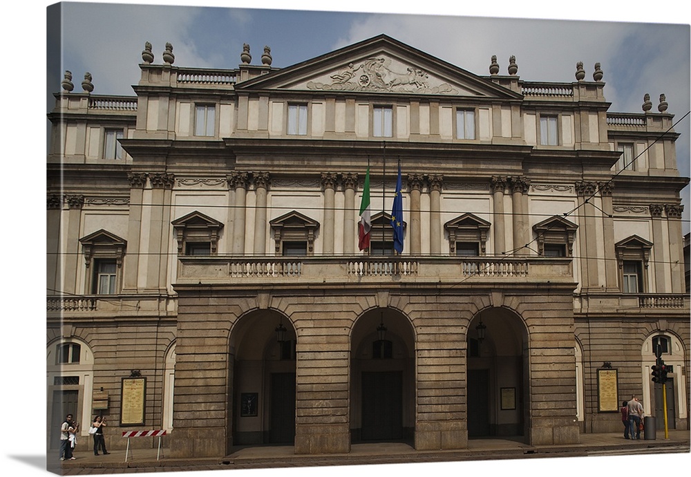 Facade of an opera house, La Scala, Milan, Lombardy, Italy