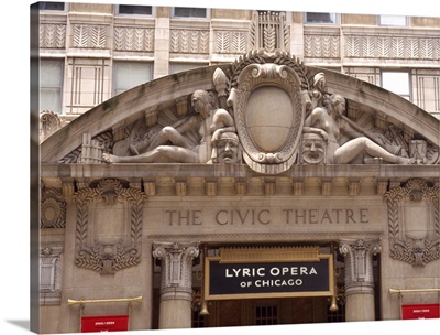 Facade of an opera house, Lyric Opera of Chicago, Chicago, Cook County, Illinois