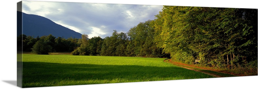 Fall landscape with bench Bavaria Germany