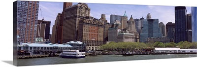 Ferry at a terminal, Lower Manhattan, Manhattan, New York City, New York State,
