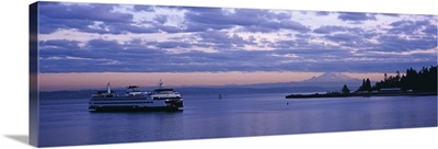 Ferry in the sea, Elliott bay, Puget Sound, Washington State