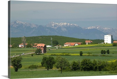 Field with mountain range in the background, Balince, Kosovo, Serbia