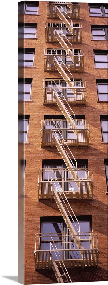 Fire escape ladders of a building, San Francisco, California Solid-Faced  Canvas Print