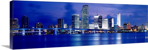 Florida, Miami, Panoramic view of an urban skyline at night | Great Big ...