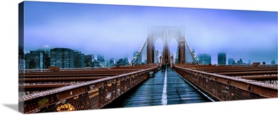 Fog over the Brooklyn Bridge, Brooklyn, Manhattan, New York City, New York State