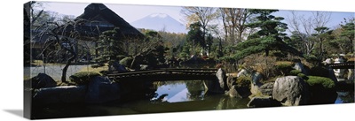Footbridge in a garden, Japanese garden, Oshino, Japan