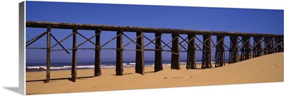 Footbridge on the beach, Pudding Creek Bridge, Fort Bragg, Mendocino, Mendocino County, California