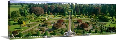Formal gardens of a castle, Drummond Castle, Perthshire, Scotland
